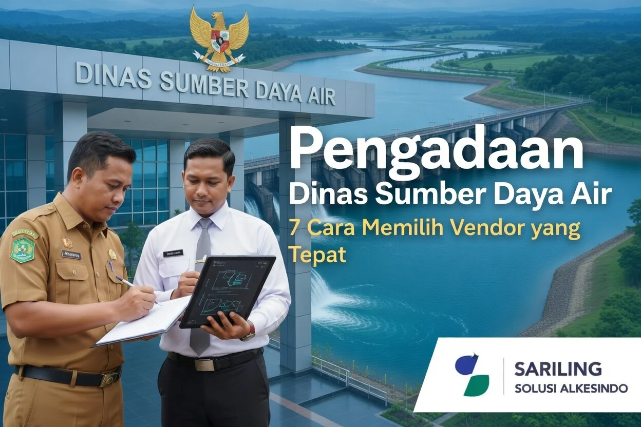 Pengadaan Dinas Sumber Daya Air: 7 Cara Memilih Vendor yang Tepat - Ilustrasi ASN dan pejabat pengadaan sedang memilih vendor untuk proyek infrastruktur air pemerintah Indonesia