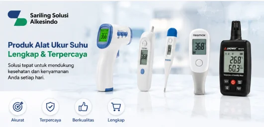 Berbagai produk alat ukur suhu digital dan infrared untuk kebutuhan medis dan ruangan dari Sariling Solusi Alkesindo
