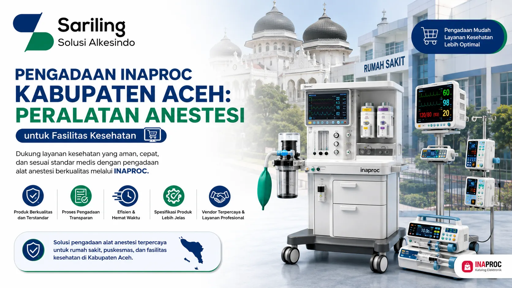 informasi pengadaan peralatan anestesi Pengadaan Inaproc Kabupaten Aceh untuk mendukung kebutuhan fasilitas kesehatan dan layanan medis di rumah sakit, klinik, dan instansi pemerintah.