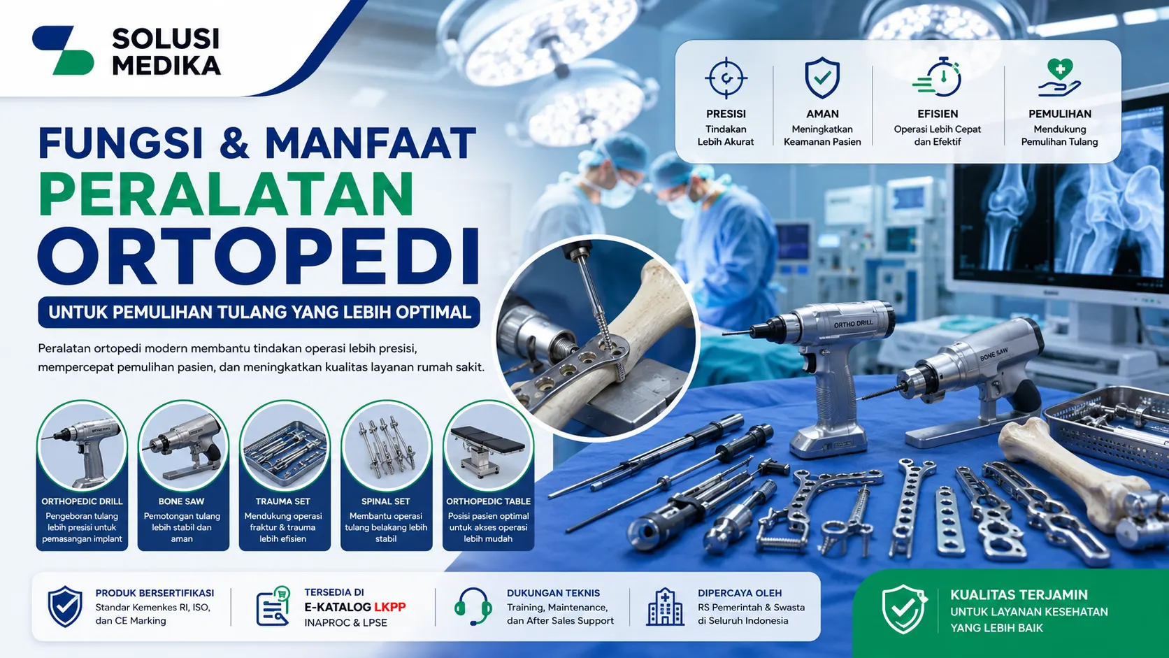 Fungsi dan manfaat peralatan ortopedi modern untuk operasi bedah dan layanan rumah sakit pemerintah