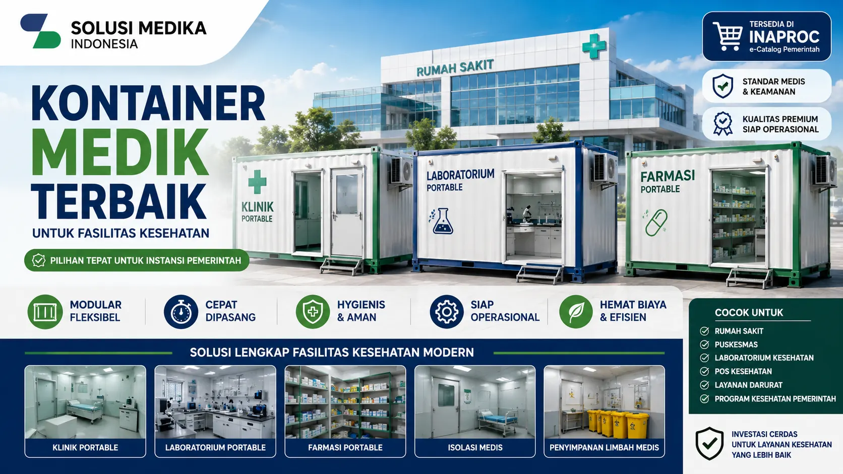 Kontainer medik terbaik untuk fasilitas kesehatan modern dengan klinik portable laboratorium dan farmasi portable