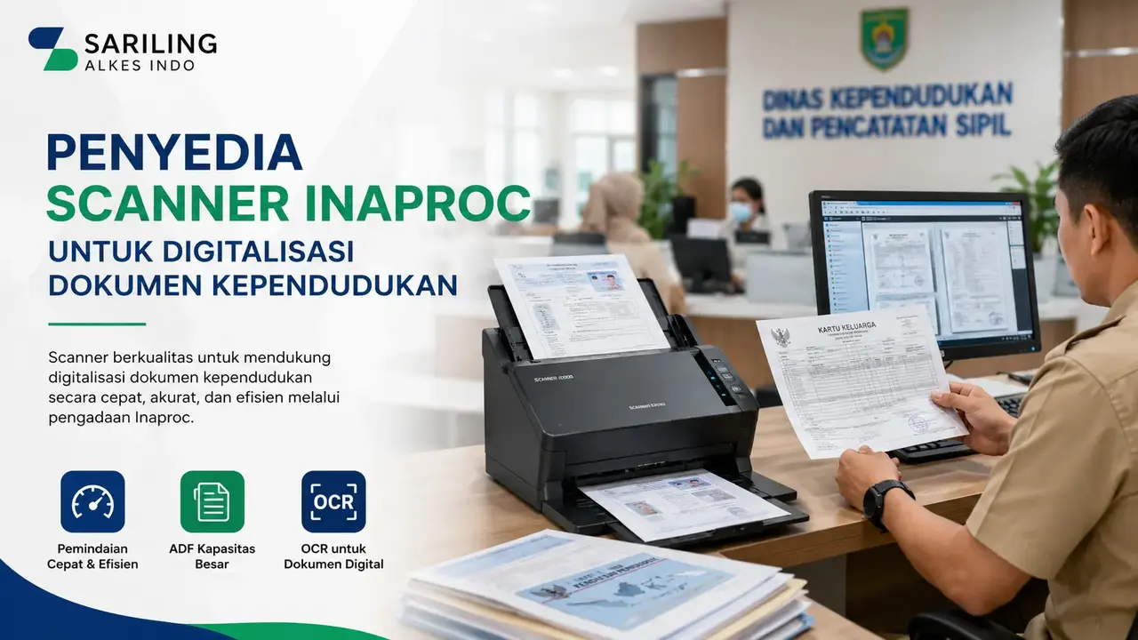 Penyedia scanner Inaproc untuk digitalisasi dokumen kependudukan dengan scanner ADF berkecepatan tinggi guna mendukung pengadaan dan administrasi instansi pemerintah