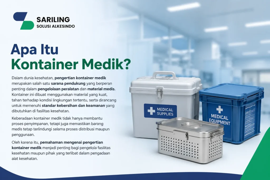 Apa itu kontainer medik untuk penyimpanan dan distribusi peralatan medis di fasilitas kesehatan bersama Sariling Solusi Alkesindo