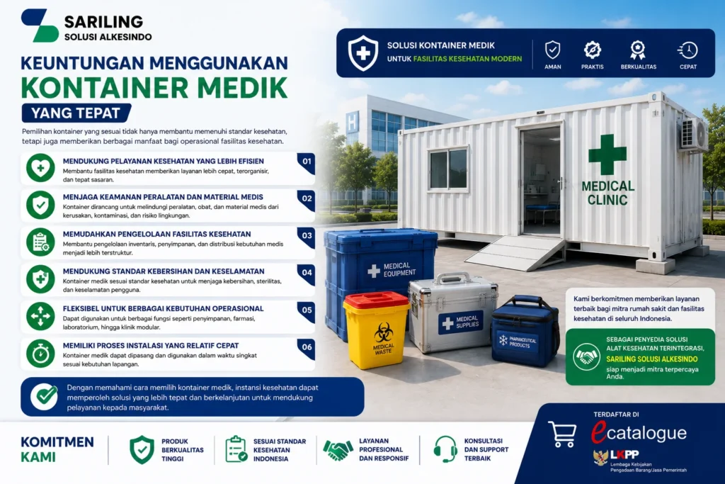Keuntungan menggunakan kontainer medik yang tepat untuk meningkatkan efisiensi operasional, keamanan alat kesehatan, dan kualitas pelayanan rumah sakit oleh Sariling Solusi Alkesindo