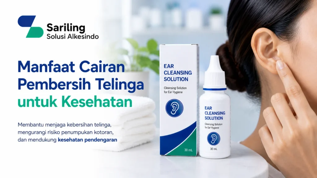 Manfaat cairan pembersih telinga untuk kesehatan dan kebersihan saluran telinga dengan logo Sariling Solusi Alkesindo