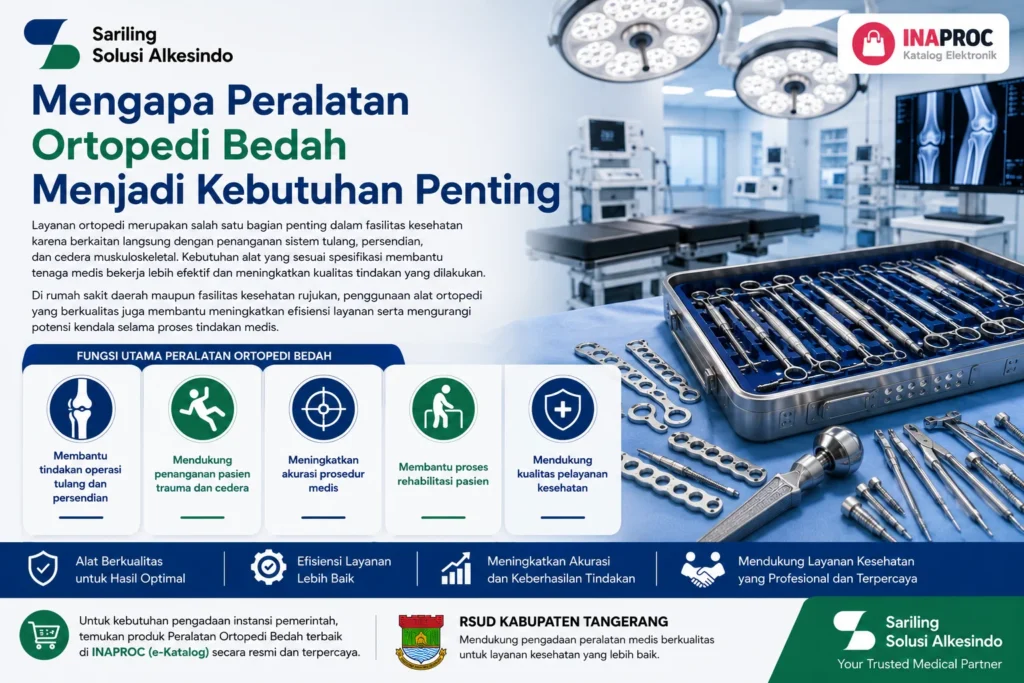 Peralatan ortopedi bedah berkualitas untuk mendukung operasi tulang, penanganan trauma, rehabilitasi pasien, dan layanan kesehatan di rumah sakit