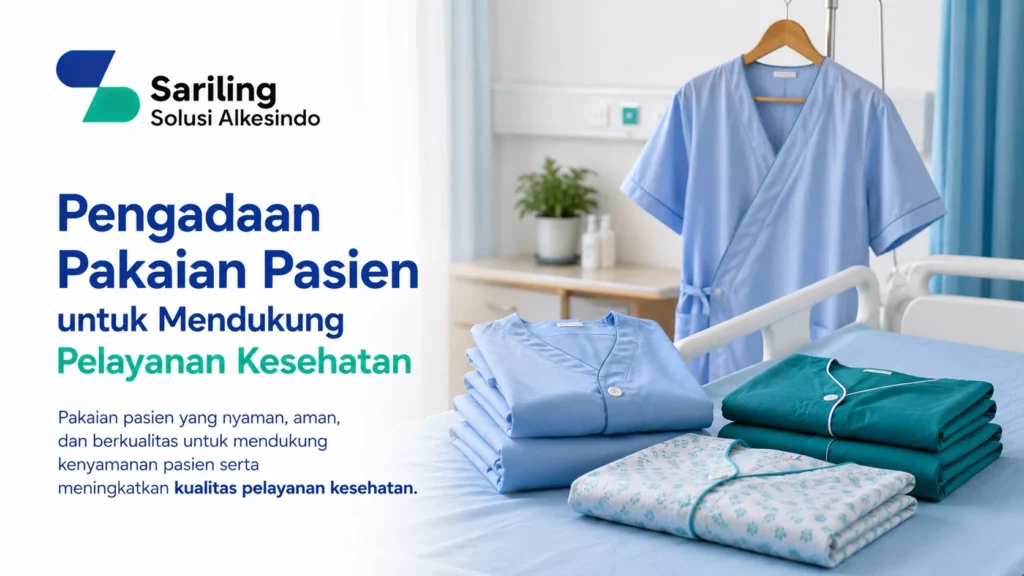Pengadaan pakaian pasien untuk mendukung pelayanan kesehatan di rumah sakit dengan logo Sariling Solusi Alkesindo
