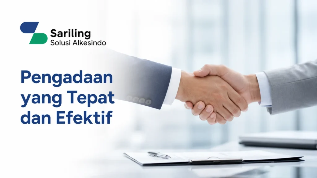 Pengadaan yang Tepat dan Efektif dengan proses kerja sama profesional dan logo Sariling Solusi Alkesindo
