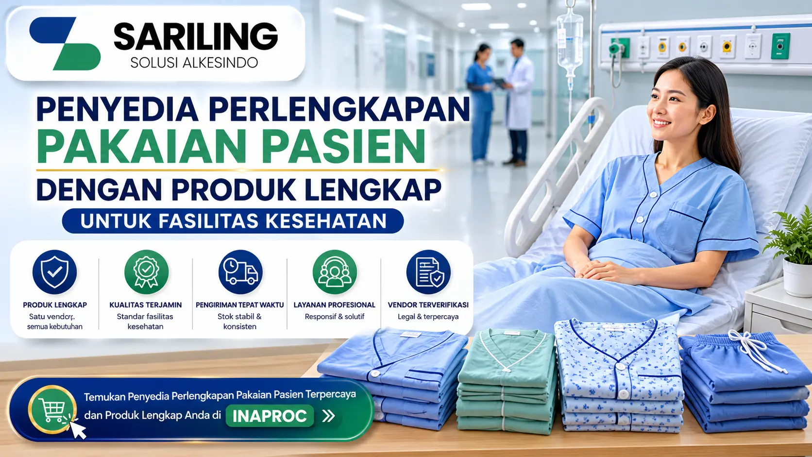 Penyedia Perlengkapan Pakaian Pasien dengan produk lengkap untuk rumah sakit dan fasilitas kesehatan