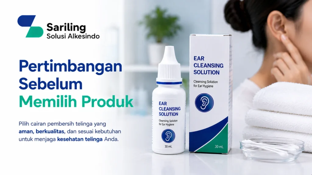 Pertimbangan sebelum memilih produk cairan pembersih telinga yang aman dan berkualitas dengan logo Sariling Solusi Alkesindo