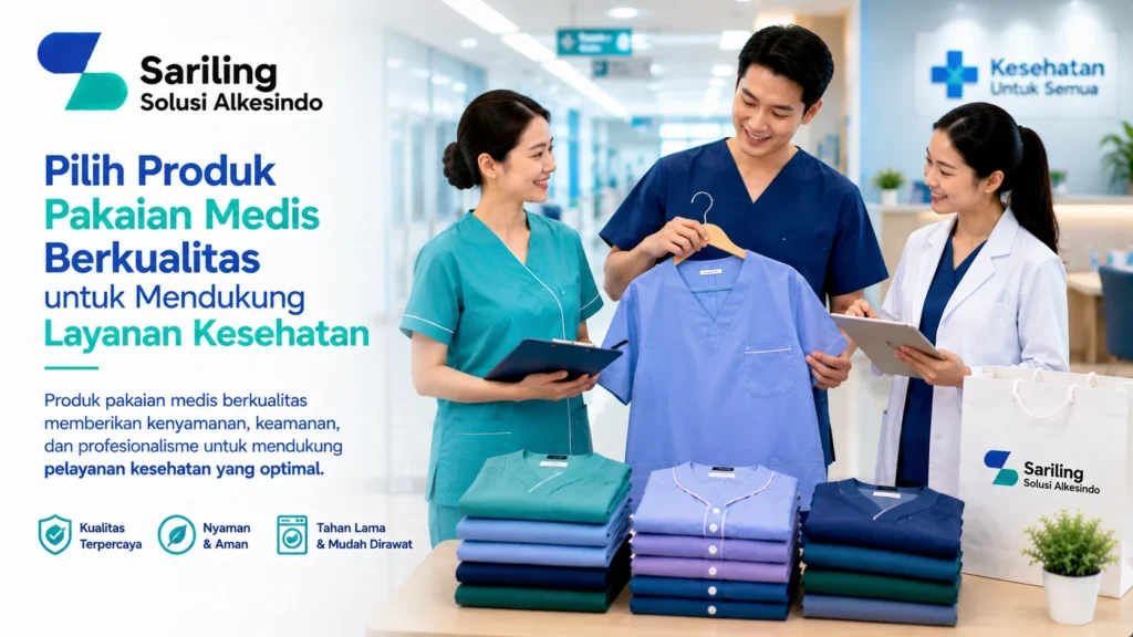 Pilih produk pakaian medis berkualitas untuk mendukung layanan kesehatan dengan logo Sariling Solusi Alkesindo