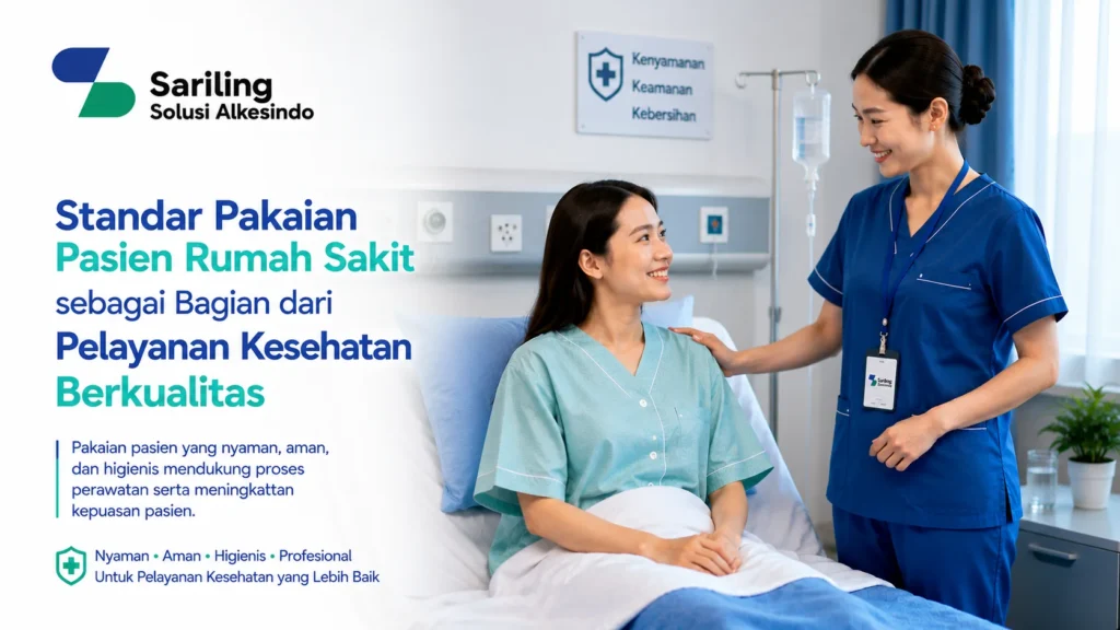 Standar pakaian pasien rumah sakit sebagai bagian dari pelayanan kesehatan berkualitas dengan logo Sariling Solusi Alkesindo