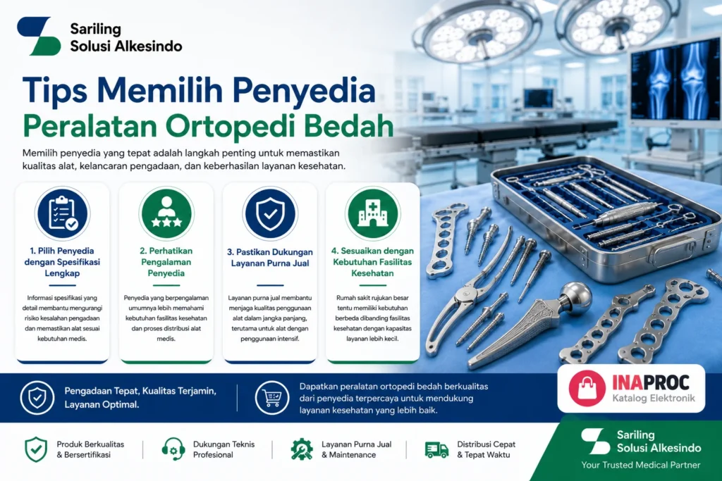 Tips memilih penyedia peralatan ortopedi bedah dengan spesifikasi lengkap, layanan purna jual, dan dukungan teknis dari Sariling Solusi Alkesindo