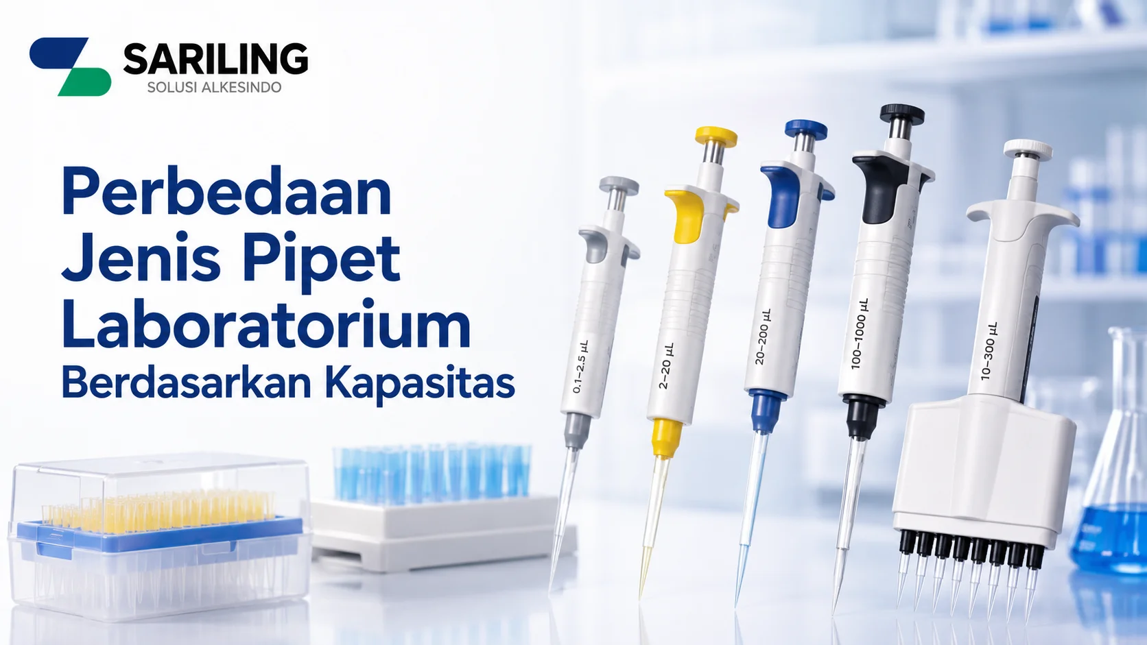 Jenis pipet laboratorium dengan berbagai kapasitas untuk kebutuhan pengujian