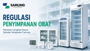 Regulasi Penyimpanan Obat sesuai standar pelayanan farmasi menggunakan medical refrigerator dan sarana penyimpanan farmasi.