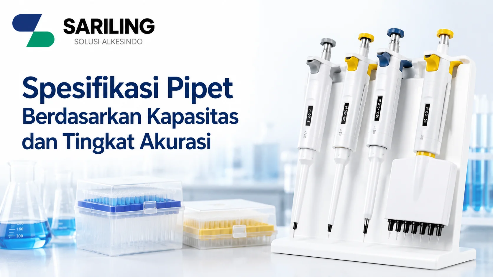 Spesifikasi pipet laboratorium dengan berbagai kapasitas dan tingkat akurasi
