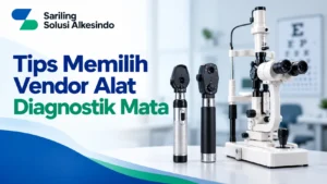 Vendor Ophthalmoscope Diagnostik Inaproc dengan berbagai alat diagnostik mata dan logo Sariling Solusi Alkesindo.