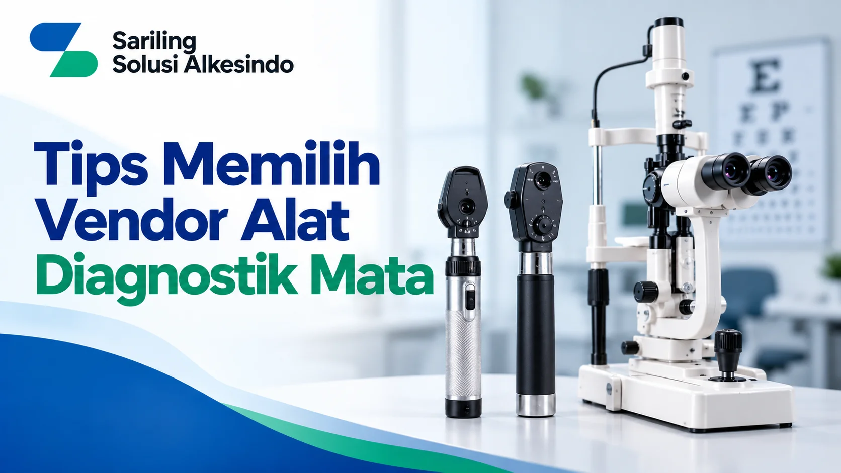 Vendor Ophthalmoscope Diagnostik Inaproc dengan berbagai alat diagnostik mata dan logo Sariling Solusi Alkesindo.